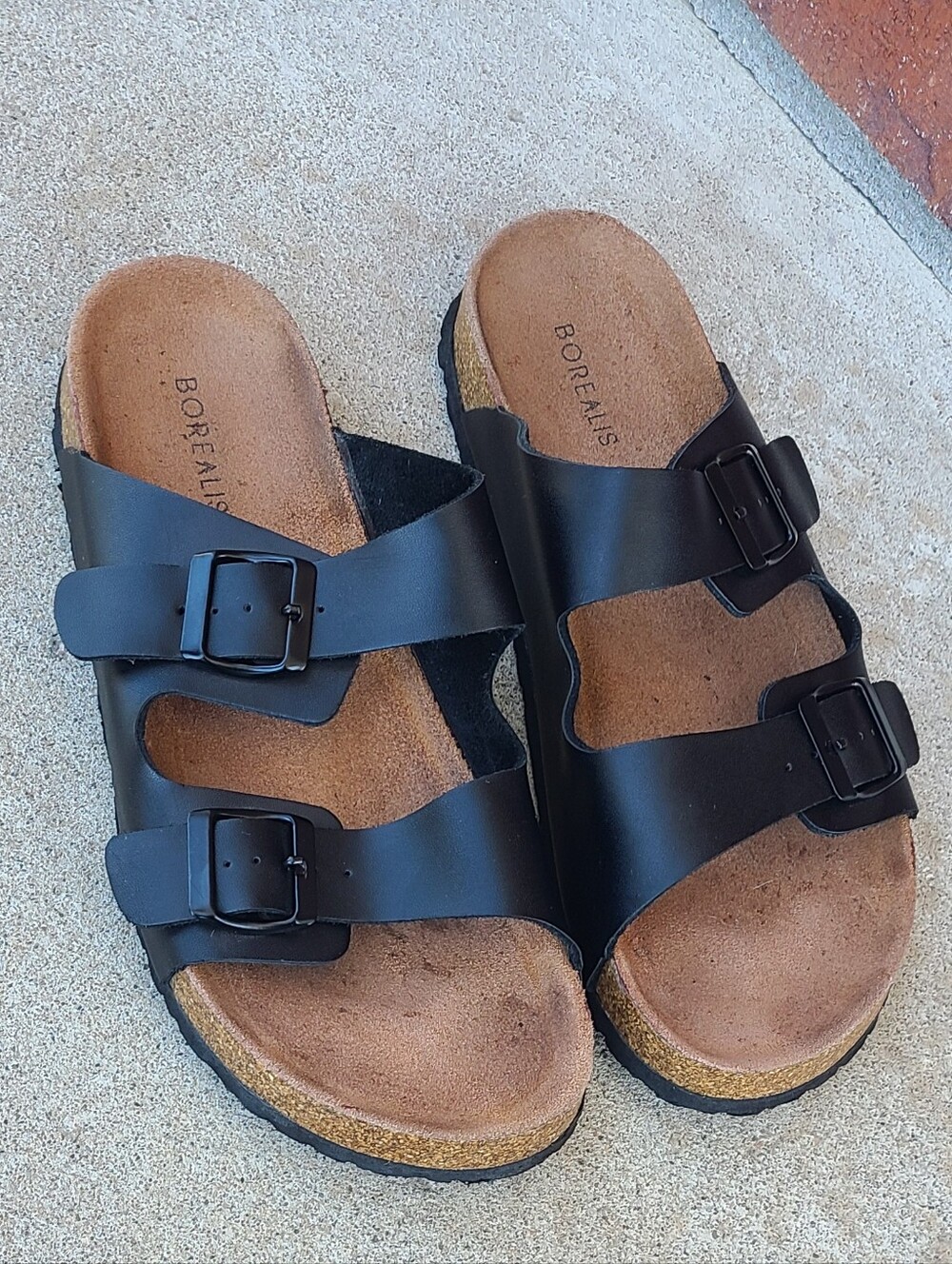 Borealis Black Dual-Buckle Slide Sandals